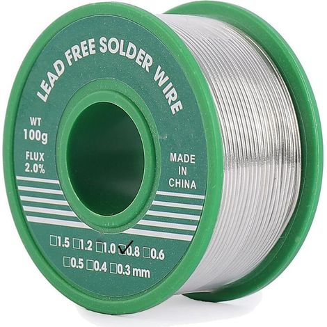 Fil étain de Soudure Sans Plomb 0.8mm 100g, Mince à Noyau Avec Flux de Colophane, Sn99%, Bobine d'étain à Souder pour Soudure la électrique (1/5)
