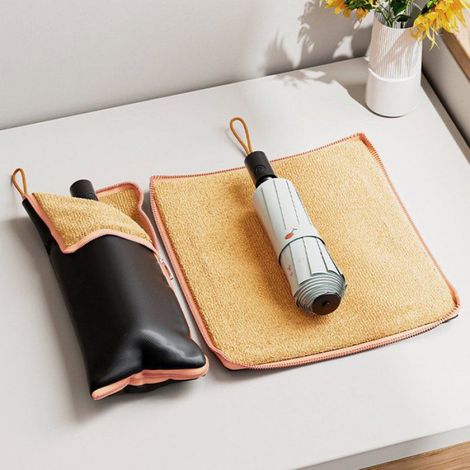 Housse de parapluie imperméable absorbante - Sac de rangement portable avec poignée - Pour voiture et maison - Universel