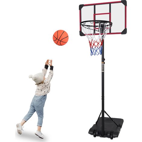 CHICFURN Canestro da basket portatile 170-213 cm su ruote nero rosso interno esterno (1/5)