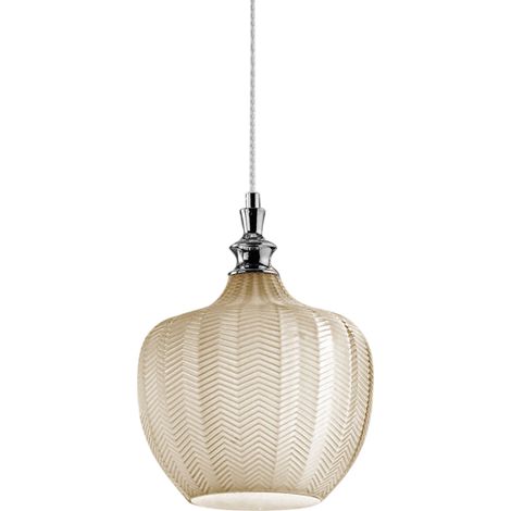 CLEOFE S/10 - LAMPADARIO SOSPESO 1 LUCE ATTACCO E27 IN VETRO COLORE OCRA D.24CM (1/3)