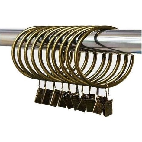 Set of 30 rings in metal bronze for work manually and clips removable (55 mm)- (1/5)