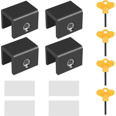 Serrures Fenêtre Coulissantes, 2/4 Ensembles de Bloque Porte Coulissante, Verrou Baie Coulissante Réglable en Acier Inoxydable, avec Clés et Entretoise Antidérapante pour Fenêtres Haut et Bas (1/5)