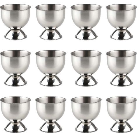 Eierbecher-Set, 12 Eierbecher für weich- und hartgekochte Eier, Eierbecher aus Edelstahl (1/5)