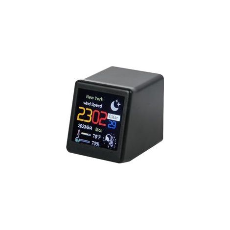 Orologio meteo intelligente, mini orologio TV WiFi, accessorio digitale creativo, mini orologio, consente di caricare immagini/GIF personalizzate. - Crezuo