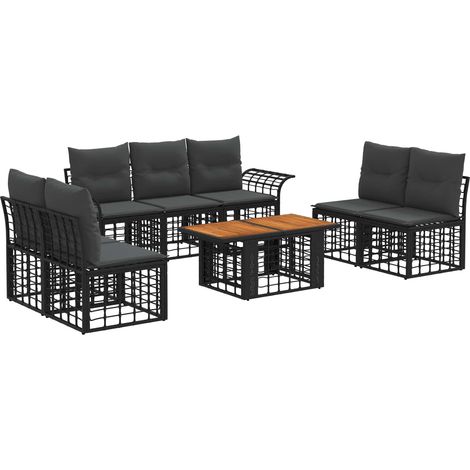 Set Divano da Giardino 8 pz Nero e Grigio scuro polyrattan vidaXL (1/5)
