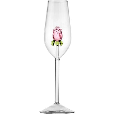 Verre à vin 3D Rose – 220 ml, cadeau élégant
