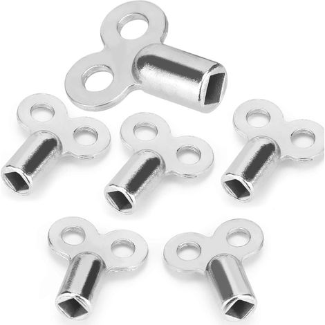 Clé de purge pour radiateur (6 pièces) - 5 mm - Clé de purge universelle - Robuste et résistante - Pour radiateurs et vannes - Argentée (1/5)