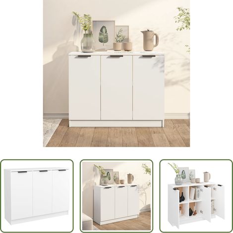 Rangement - Buffet Blanc 90,5x30x70 cm Bois d'ingénierie (1/5)