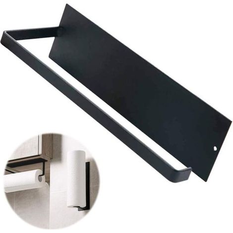 Porte-Rouleau de Papier essuie-Tout sans Perçage - Support Mural pour Papier essuie-Tout de Cuisine, Toilettes, Salle de Bain - pour 1 Rouleau - Noir-Fei Yu (1/5)