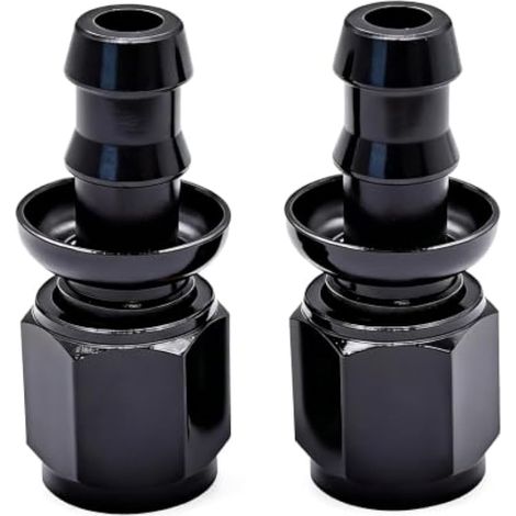 Lot de 2 raccords 6AN femelle vers tuyau de 0,95 cm en aluminium pivotant droit pour conduite de carburant en caoutchouc noir (1/5)