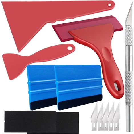 6pcs Kit d'outils d'installation pour Vitres de Voiture en Vinyle Teinté, avec Couteau à Découper, Raclette à Bord en Fibre, Raclette en Caoutchouc Silicone et Grattoir en PP Dur (1/5)