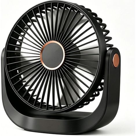 Portable Desk Fan, USB Fan 4000mAh Rechargeable Battery, Mini Fan 5 Speeds with Night Light, Adjustable 360° Table Fan for Home, Office, Kitchen, Camping (1/5)