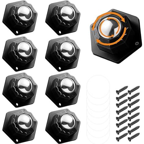 Juego de 8 ruedas giratorias autoadhesivas de alta resistencia para muebles: giro de 360°, soportan hasta 300 kg por rueda Ideales para muebles, electrodomésticos y cajas de almacenaje Ruedas pequeñ