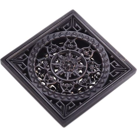 Siphon de sol salle bain, crépine carrée, grille d'évacuation (1/5)