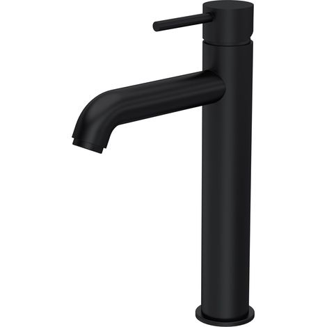 Cauldon Round Minimalist Tall Mono Basin Mixer Tap - Matt Black (1/5)