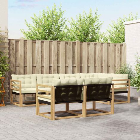 vidaXL Outdoor-Sofagarnitur 7 Stk. Weiß und Creme (1/5)
