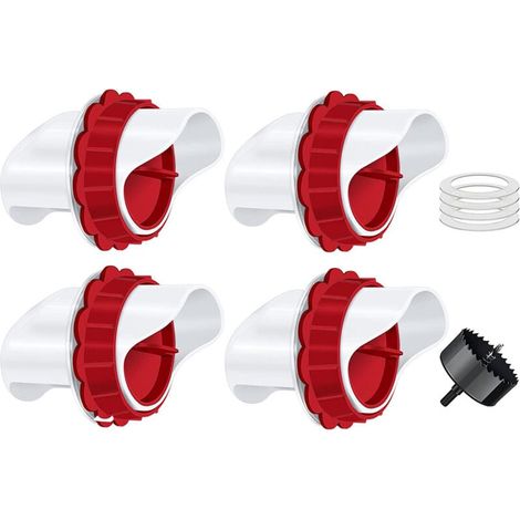 Nourrisseur automatique pour poules – Distributeur gravitationnel 4 ports pour poulailler, compatible avec fûts, seaux et conteneurs – Équipement d’élevage avicole professionnel