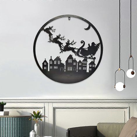 Décoration murale en métal représentant un cerf de Noël, à suspendre dans le salon, la chambre ou la salle de bain, pour la décoration intérieure et extérieure. (1/4)