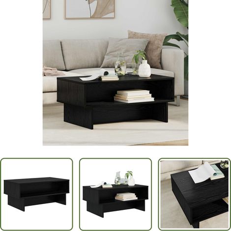 Wohnzimmermöbel Schwarz -  Couchtisch Schwarz Eichen-Optik 80 x 46 x 35 cm Holzwerkstoff (1/5)