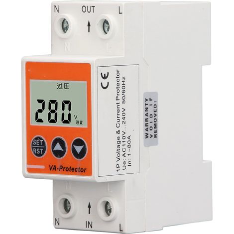 Protecteur de surtension et sous-tension réglable AC110-240V 1-80A, dispositif de protection à récupération automatique (1/5)
