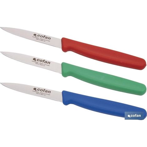 Pack de 3 cuchillos puntilla con mango ergonómico en colores (1/5)