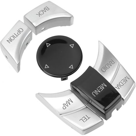 Kit de boutons multimédias pour console centrale, cache-clé de commande multimédia pour châssis E84, E70, E71, E72, E81 et E82, finition électro-argentée (1/5)