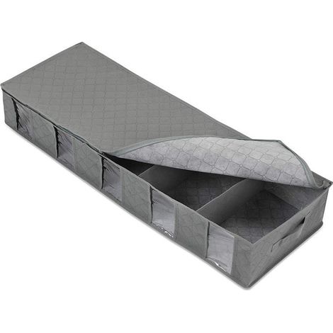 Contenitore Portaoggetti Sottoletto Con Cerniera, Organizer Antipolvere Per Vestiti E Piumoni, Contenitore Portaoggetti Con Finestra Trasparente E Maniglie, Salvaspazio