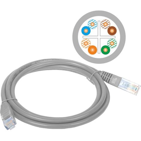 Cable de conexión U/UTP categoría 6 PVC 1,0 m gris ALANTEC