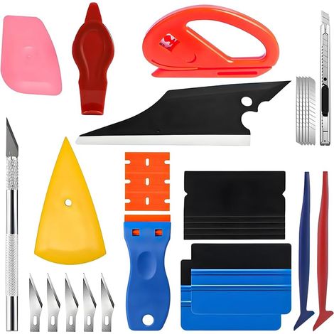 Kit d'outils pour le teintage de vitres de voiture – Ensemble d'installation de film de protection pour vitrage (40 pièces) – Outils d'application pour films automobiles avec raclette et cutter (1/5)