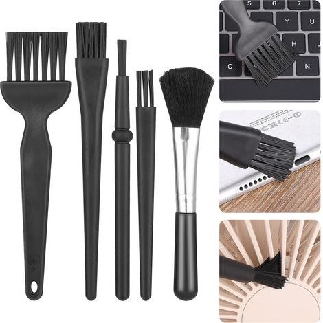 Black, 5-piece soft keyboard cleaning brushes for computers and PCs, anti-static plastic brushes, electronic cleaning brushes, small portable anti-static brushes (1/5)