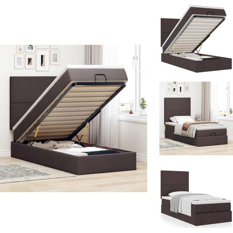 Lit ottoman avec matelas marron foncé 90x200 cm tissu - Lit Ottoman - Lits Ottomans - Cadre De Lit - Cadre De Lit Avec Rangement (1/5)