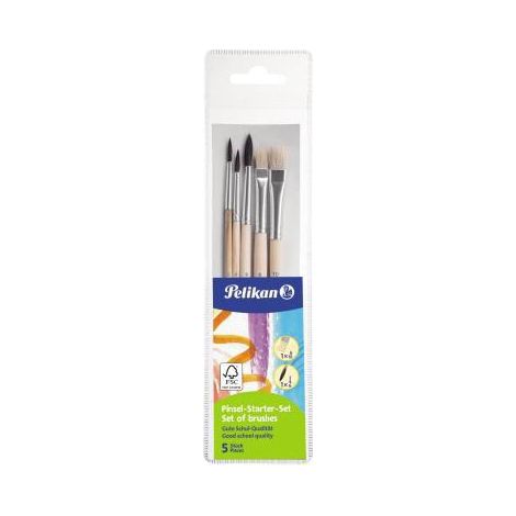 Pelikan 718163 Wasser- Ölfarbenpinsel 5teilig Pinselgröße: 2, 4, 6, 10 (1/4)