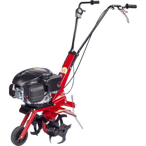 Motobineuse thermique 123 cc – Puissance 2.2 kW – 4 fraises de 25 cm – Profondeur de travail 20 cm – Transmission courroie – Eurosystems