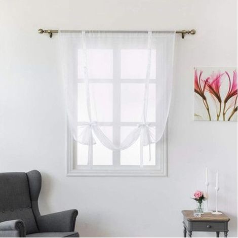 1 Pièce Translucide Tulle Rideaux – 1 Pièce/80cm/120cm/Blanc (1/3)