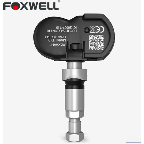 Capteur TPMS programmable FOXWELL T10 double fréquence 315MHz & 433MHz – Valve interchangeable angle ajustable, couverture 98% véhicules 12V (1/5)
