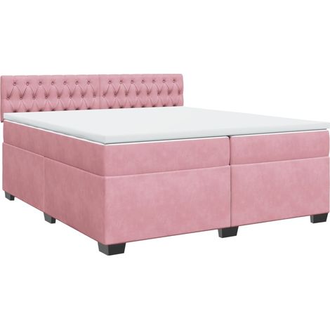 Maison Exclusive - Cama box spring con colchón terciopelo rosa 20