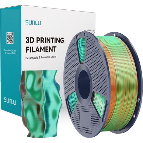 Filamento SUNLU PLA+ Seda Tricolor 1,75 mm 1 kg (naranja-azul-verde) (1/5)