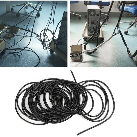 Câble en spirale noir flexible pour gestion des câbles d'ordinateur, diamètre 16 mm, longueur 4 m