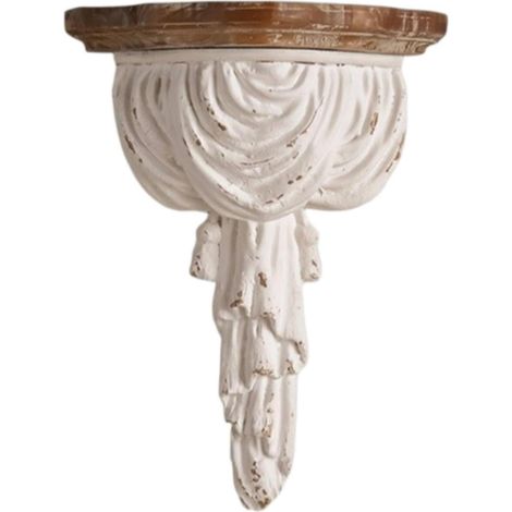 Wall Shelf, Console Shelf with Ornamental Carved Base featuring Scroll and Floral Motifs, Resin and Fir Wood, Suitable for, A3116 (1/5)