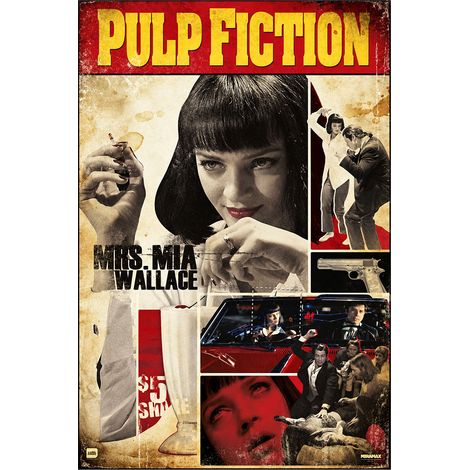 Poster Pulp Fiction Mia Wallace cinéma vintage 61 x 91 cm