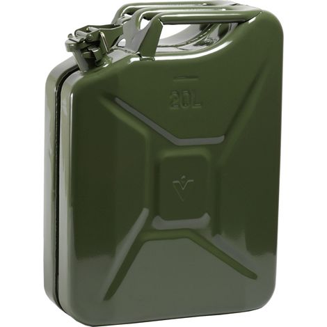 Benzinkanister 20 Liter Metall Stahlblech Kanister mit Sicherungsstift oliv (1/3)