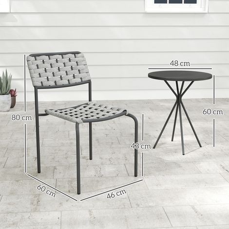 Ensemble de mobilier de jardin en polyrotin, mobilier de salon de jardin pour balcon pour 2 personnes, ensemble 3 pièces comprenant 2 chaises et une table grise. (1/5)