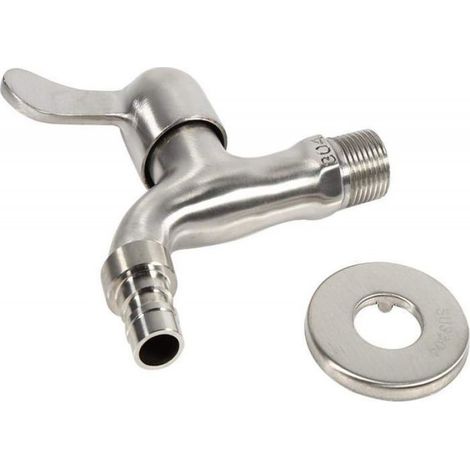 Robinet de jardin 304 en acier inoxydable à l'extérieur de l'adaptateur de robinet d'eau fixé au mur(G 1/2 '' ) (1/4)