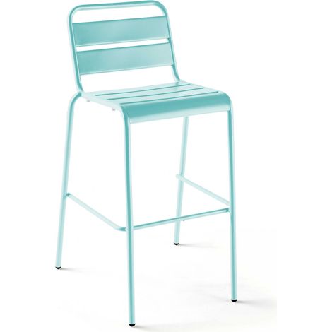 Chaise haute de jardin en métal turquoise - Palavas