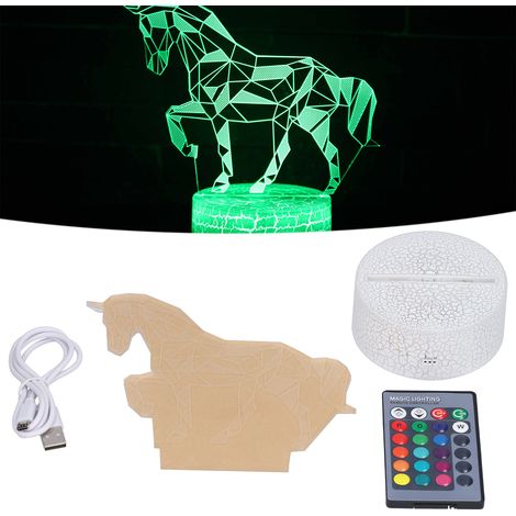 Einstellbare Helligkeit mit 16 Farben, 4-Modus-Fernbedienung, 7-farbiges 3D-Touch-Nachtlicht, Geschenkspielzeug, Pferdeserie (1/5)