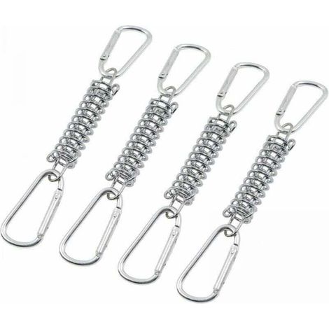 4pcs Boucle Ressort Tension Fixation Store - Voile D'ombrage Fixations Accessoires en , XU,Acier Inoxydable avec 4 Ressorts HéLicoïdaux 8 Mousquetons pour Tentes Auvents Camping - KZQ