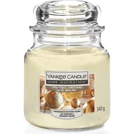 Yankee Candle Duftkerze Mittleres Glas Glistening Christmas 340 g, creme
