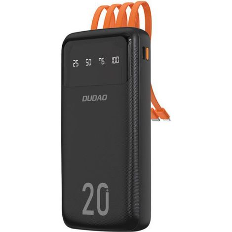 Batterie Externe 20000 MAh - Câbles Intégrés Usb-C Micro Usb Lightning - Pour iPhone Et Android - Noir (1/5)