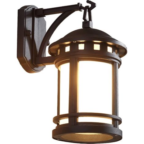 Applique Murale étanche IP54, Appliques murales d'éclairage décoratif de Couloir rétro extérieur, Lampe Suspendue en métal avec Abat-Jour en Verre Blanc, lumières d'ambiance d'entrée Simples (1/5)