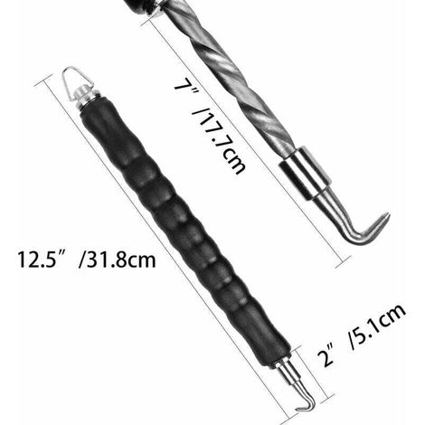 2PCS Torsadeuse de Fil 30cm, Lieur Automatique pour Barre d’Armature, Crochets Droit & Courbé, Outils de Ligature